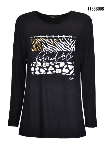 Exsy Langarm Shirt mit Glitzer Aufdruck